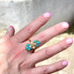 Antique Turquoise, Diamond and Pearl Ring