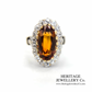 Antique Citrine and Diamond Cluster Ring