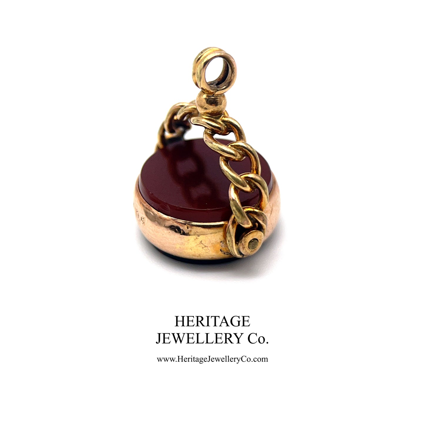 Victorian Spinning Seal Fob Pendant (Bloodstone and Carnelian)