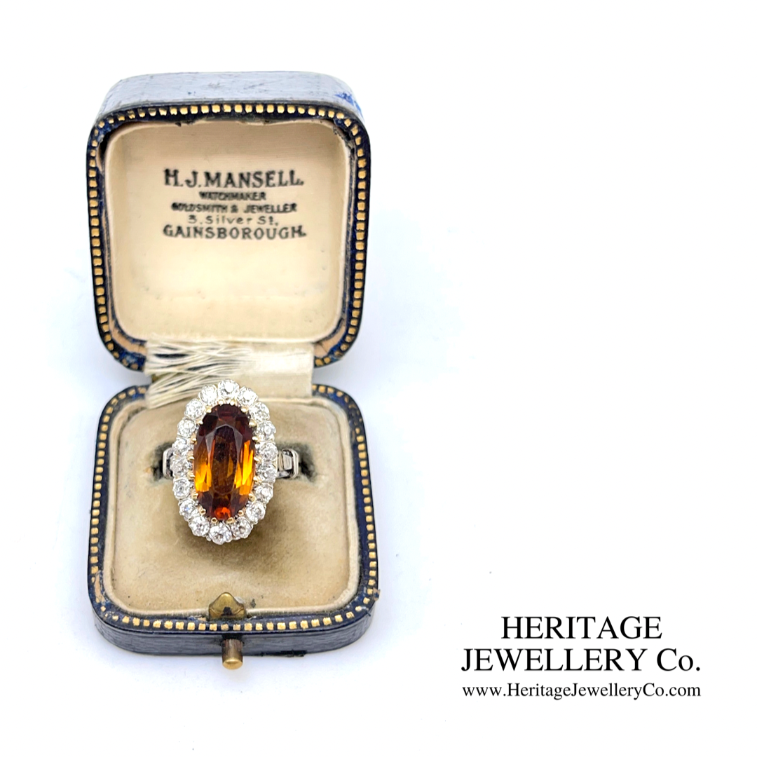 Antique Citrine and Diamond Cluster Ring