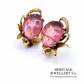 Antique Pink Tourmaline Earclips