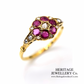 RESERVED - Antique Ruby Diamond Cluster Ring