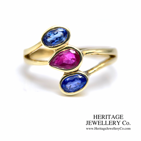 Vintage Ruby & Sapphire Ring (18ct gold)