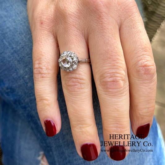 French Rose Cut Diamond Cluster Ring