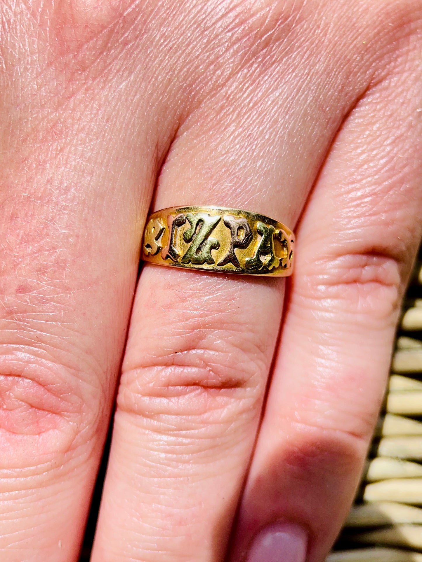 Rare Three Colour Gold Mizpah Ring