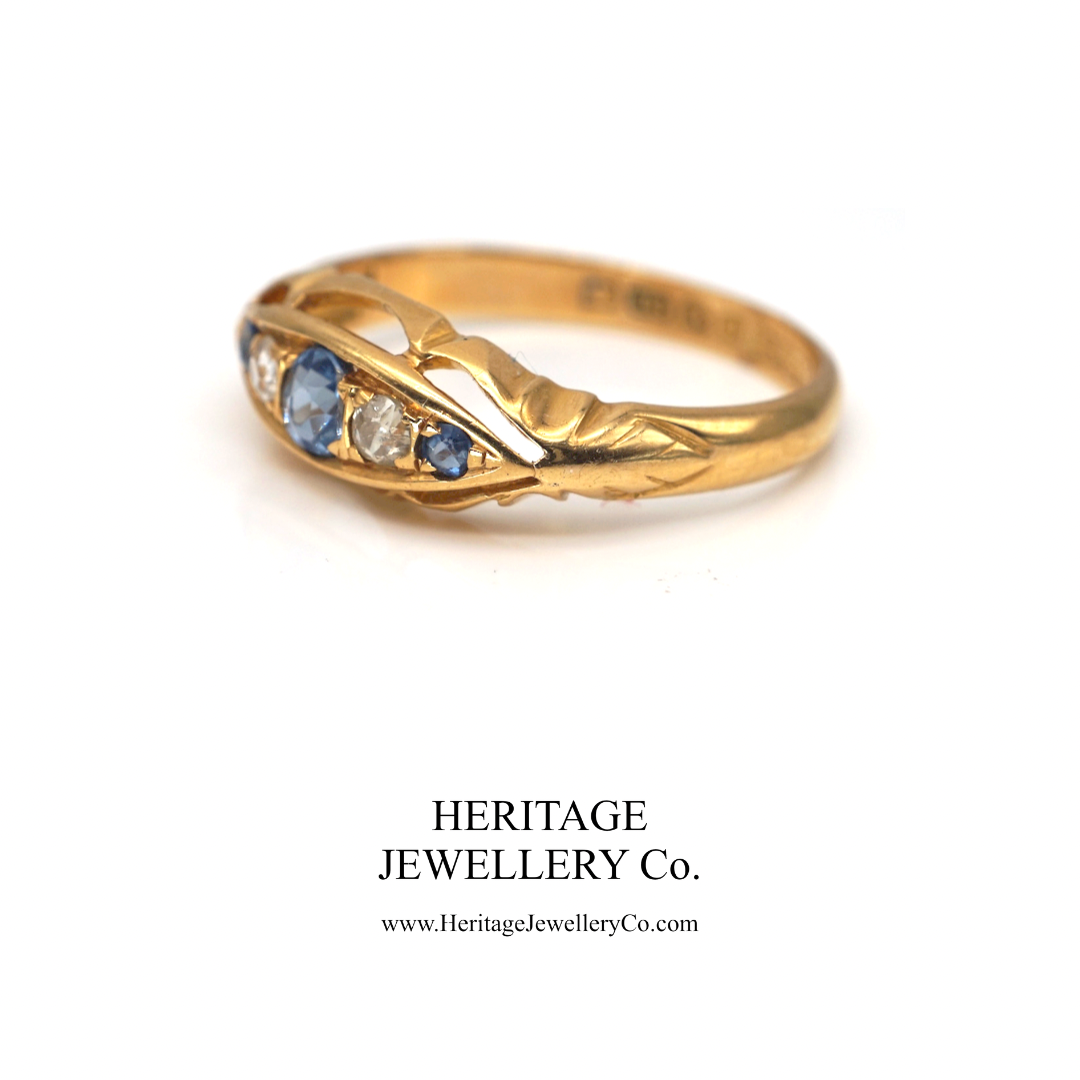 Antique Gold, Sapphire and Diamond 5-stone Ring (c.1912)