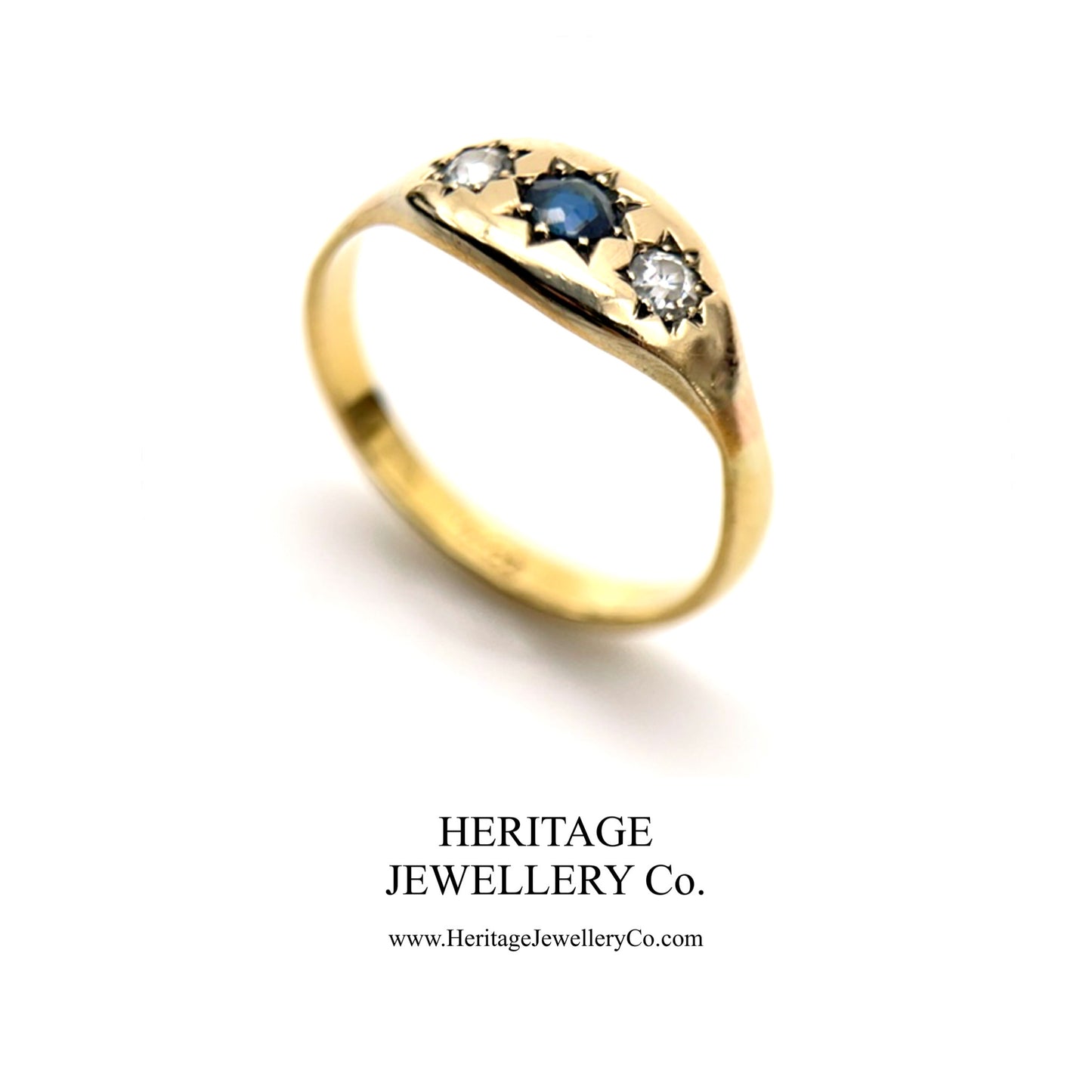 Antique Sapphire and Diamond Gypsy Ring (c. 1890-1900)