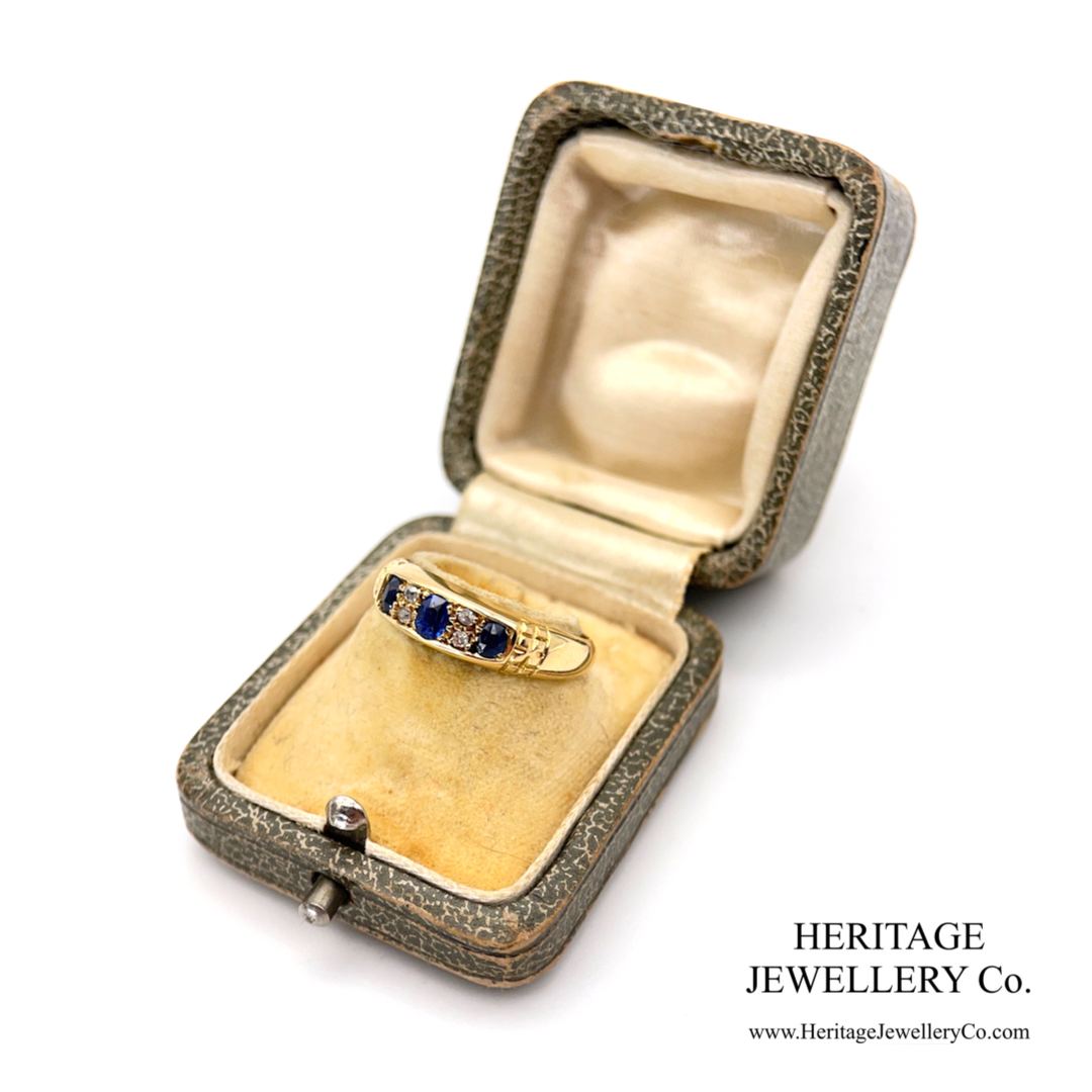 Victorian Sapphire & Diamond Gypsy Ring (18ct; c.1897)