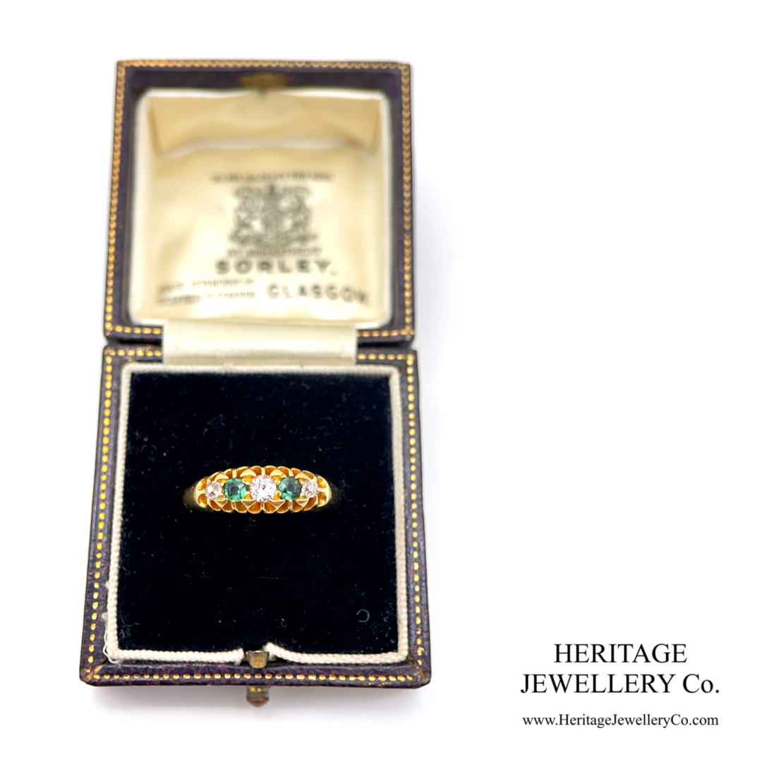Victorian Tourmaline and Diamond 5-Stone Ring