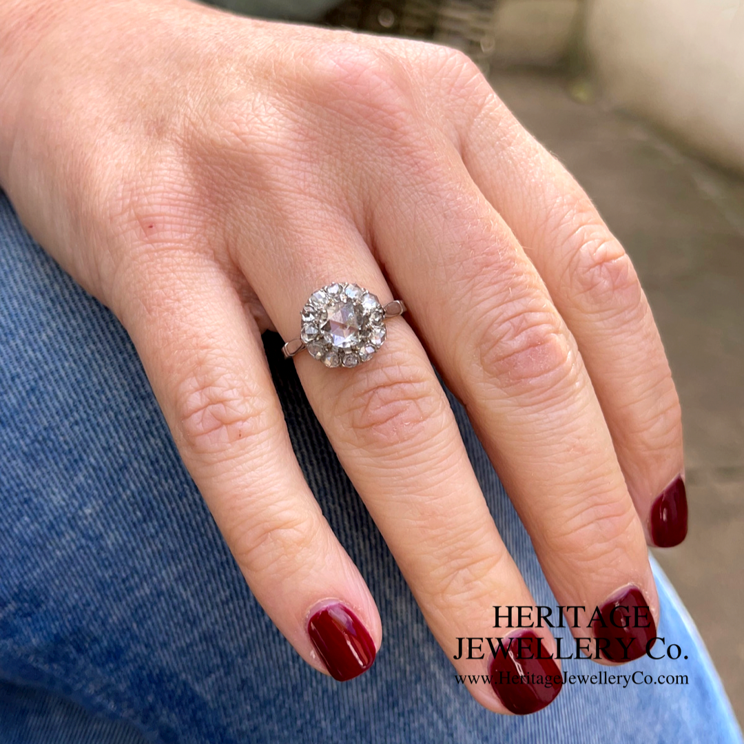 French Rose Cut Diamond Cluster Ring
