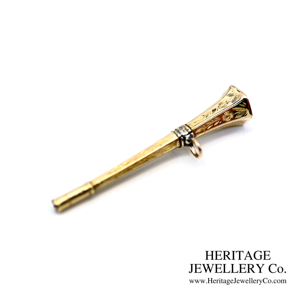 Antique Gold Key with Chalcedony Seal