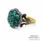 Cabochon Emerald and Rose Diamond Ring