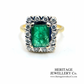 Vintage Emerald and Diamond Cluster Ring