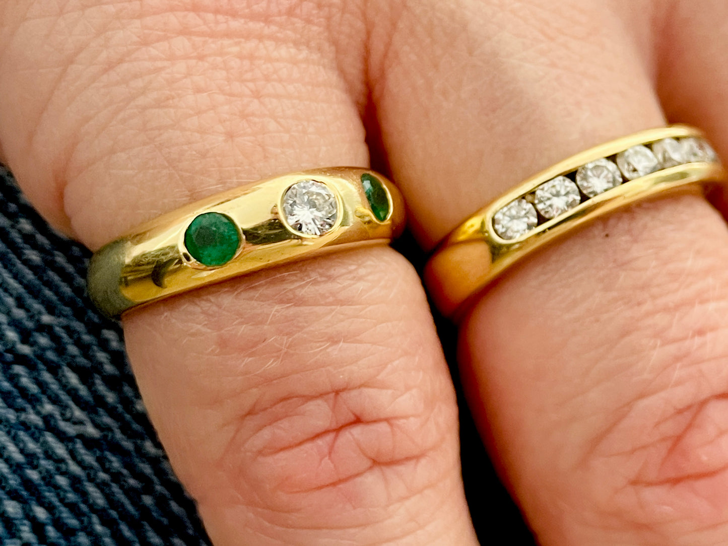 Vintage Emerald and Diamond Gypsy Ring