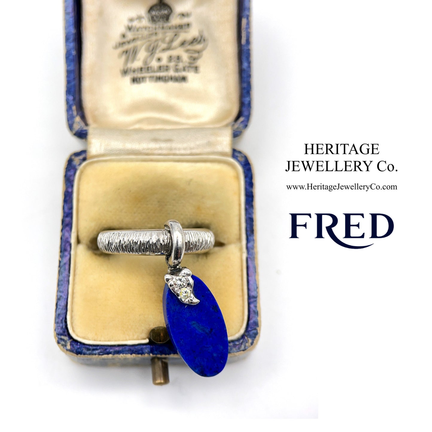 Vintage Lapis Lazuli & Diamond Pendant Ring by FRED
