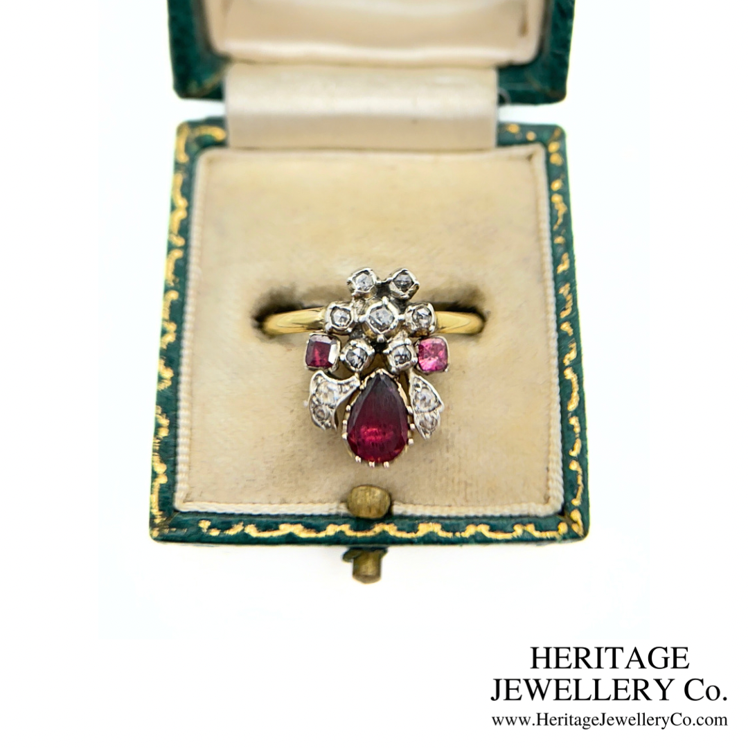 Georgian Garnet and Diamond Duchesse Ring