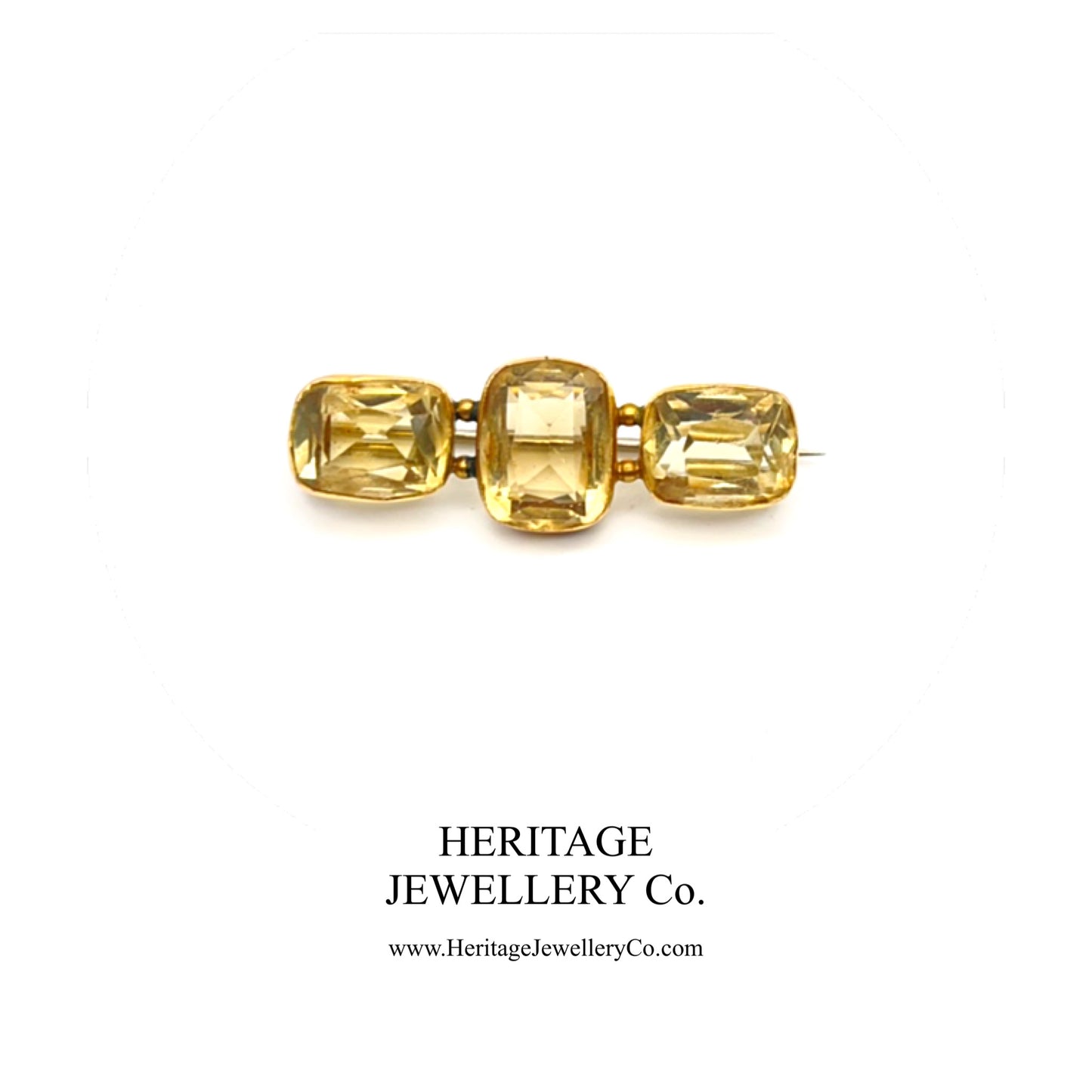 Antique Gold and 3-stone Citrine Brooch