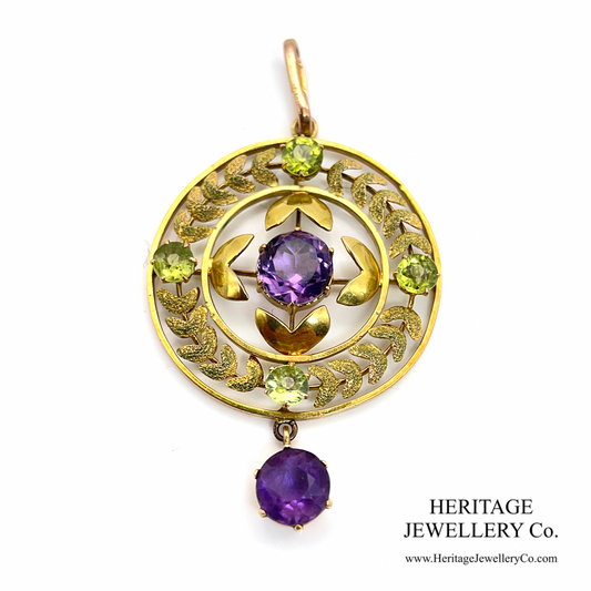 Antique Suffragette Pendant with Amethyst and Peridot