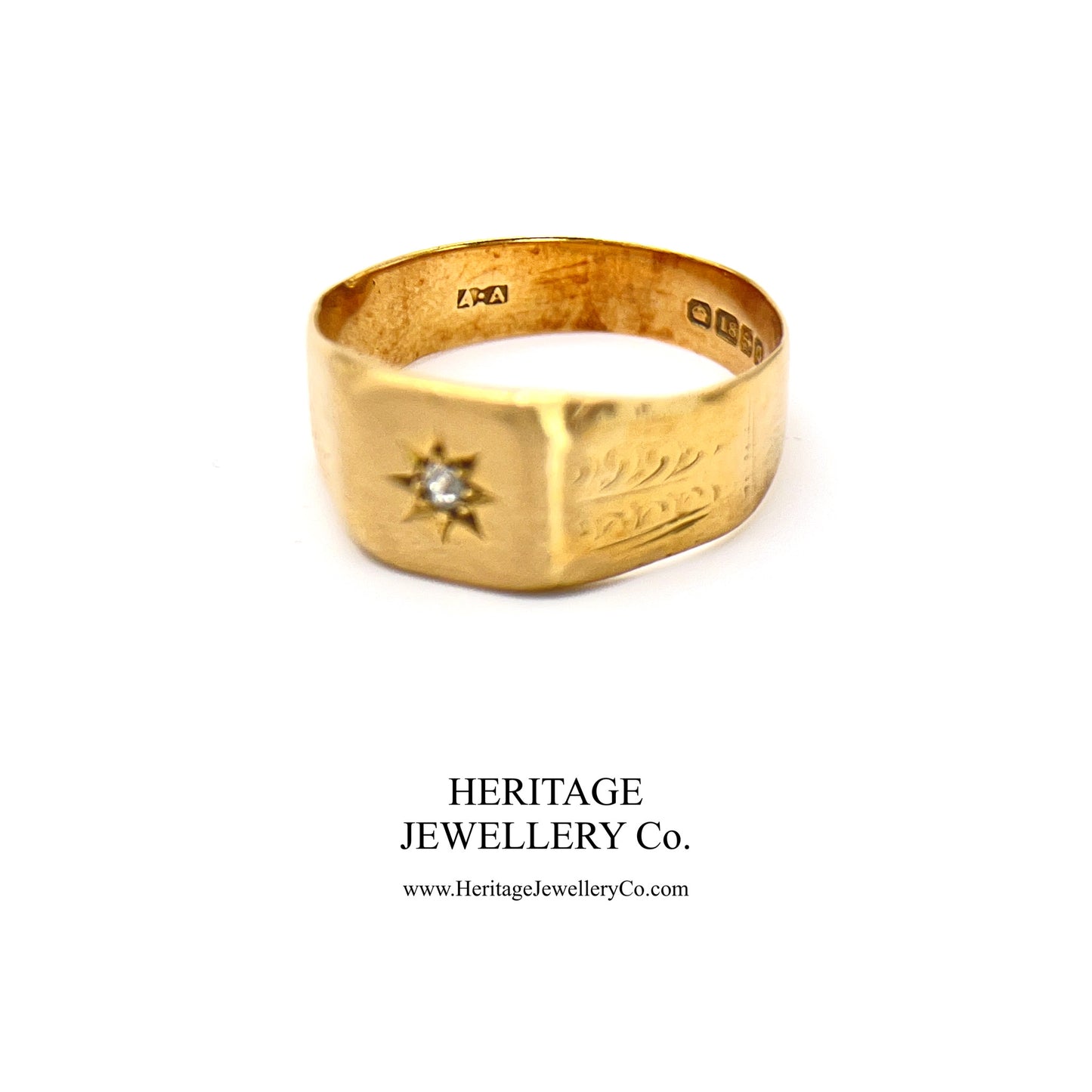 Engraved Diamond Gypsy Ring