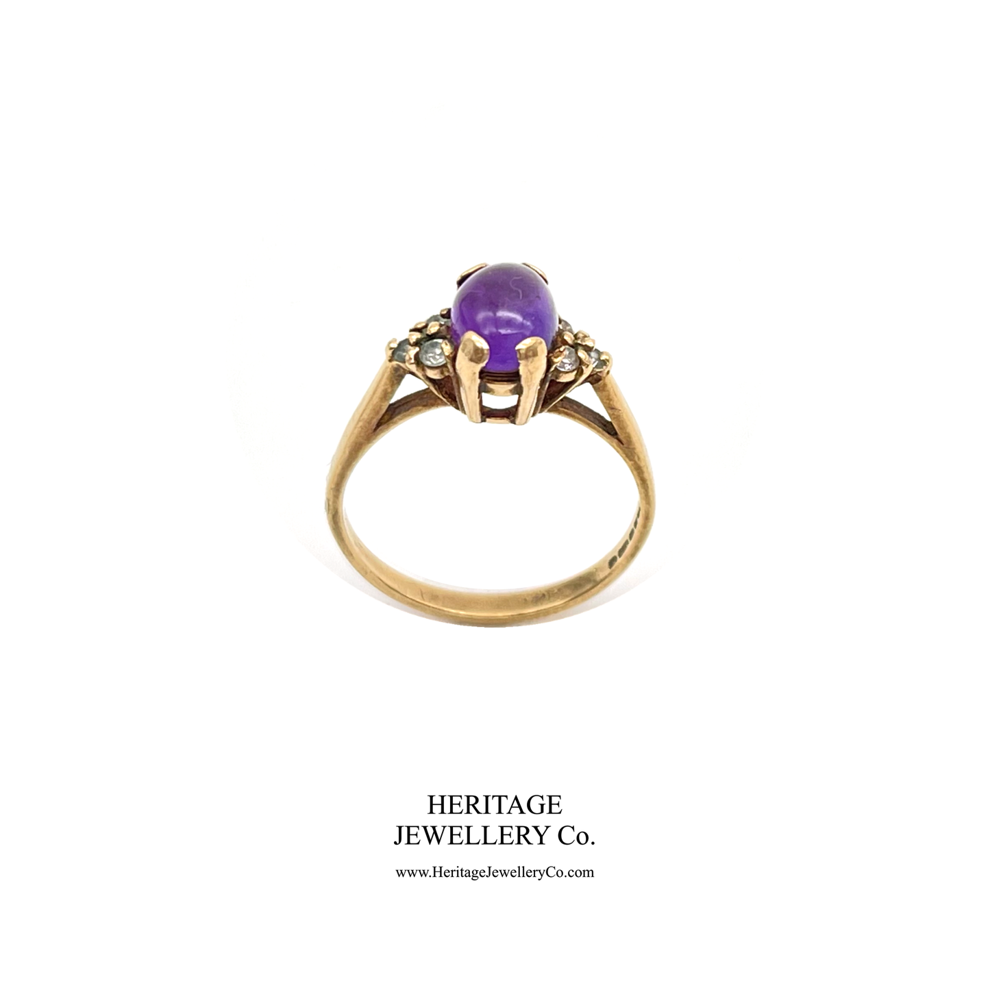 Vintage Cabochon Amethyst and Diamond Ring