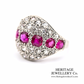 French Pink Sapphire & Diamond Bombe Ring