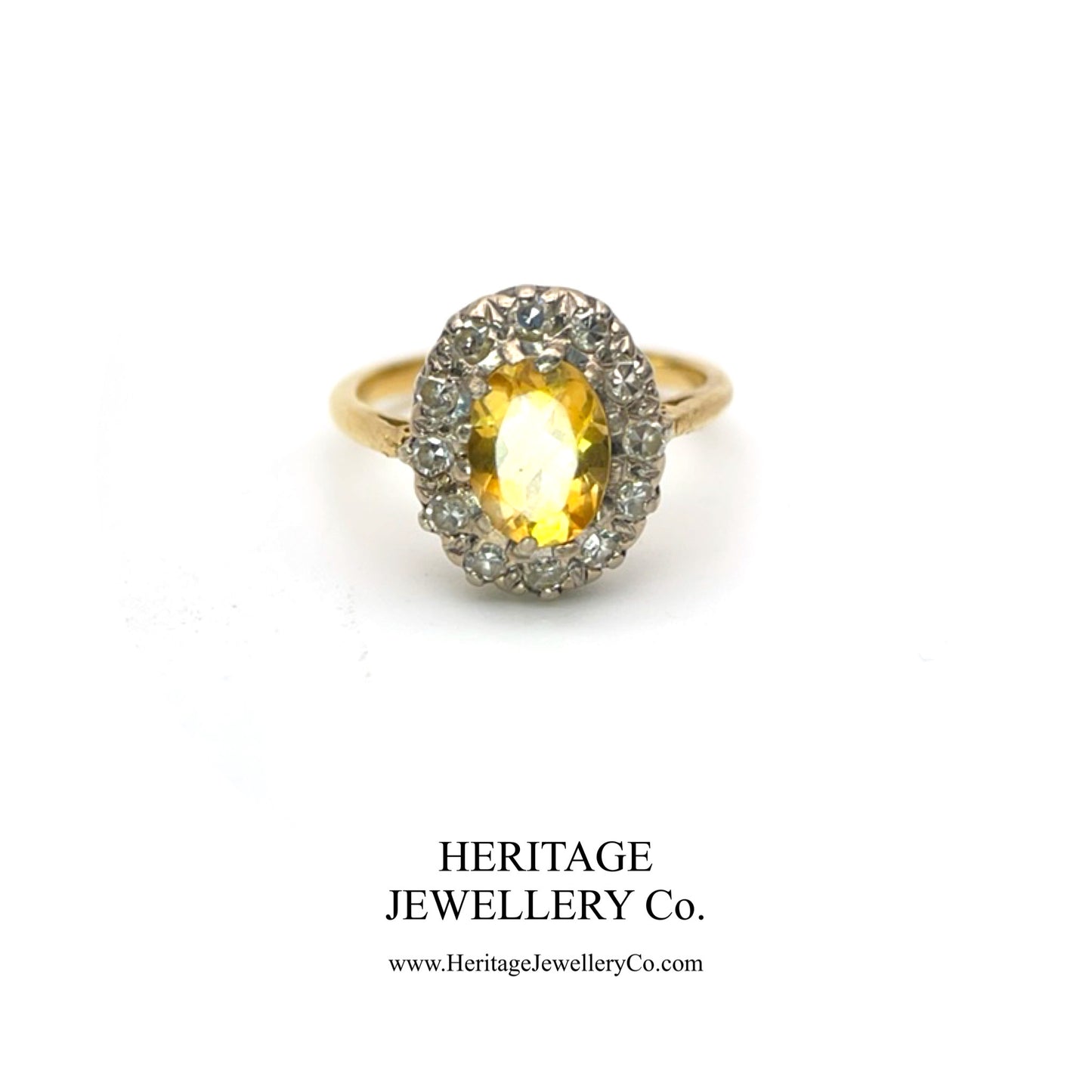 Vintage Citrine and Diamond Cluster Ring