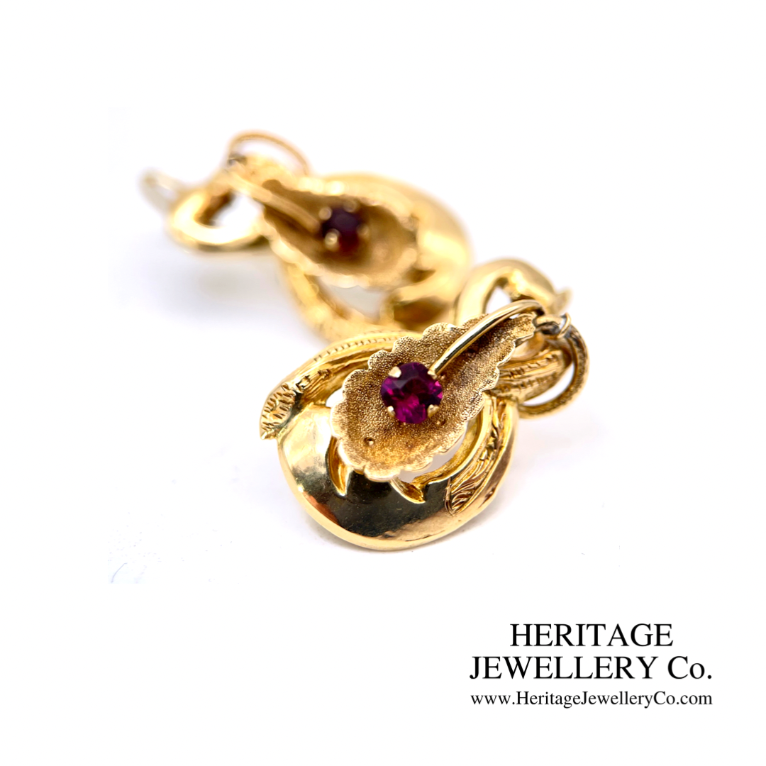 Victorian Ruby and Gold Earrings