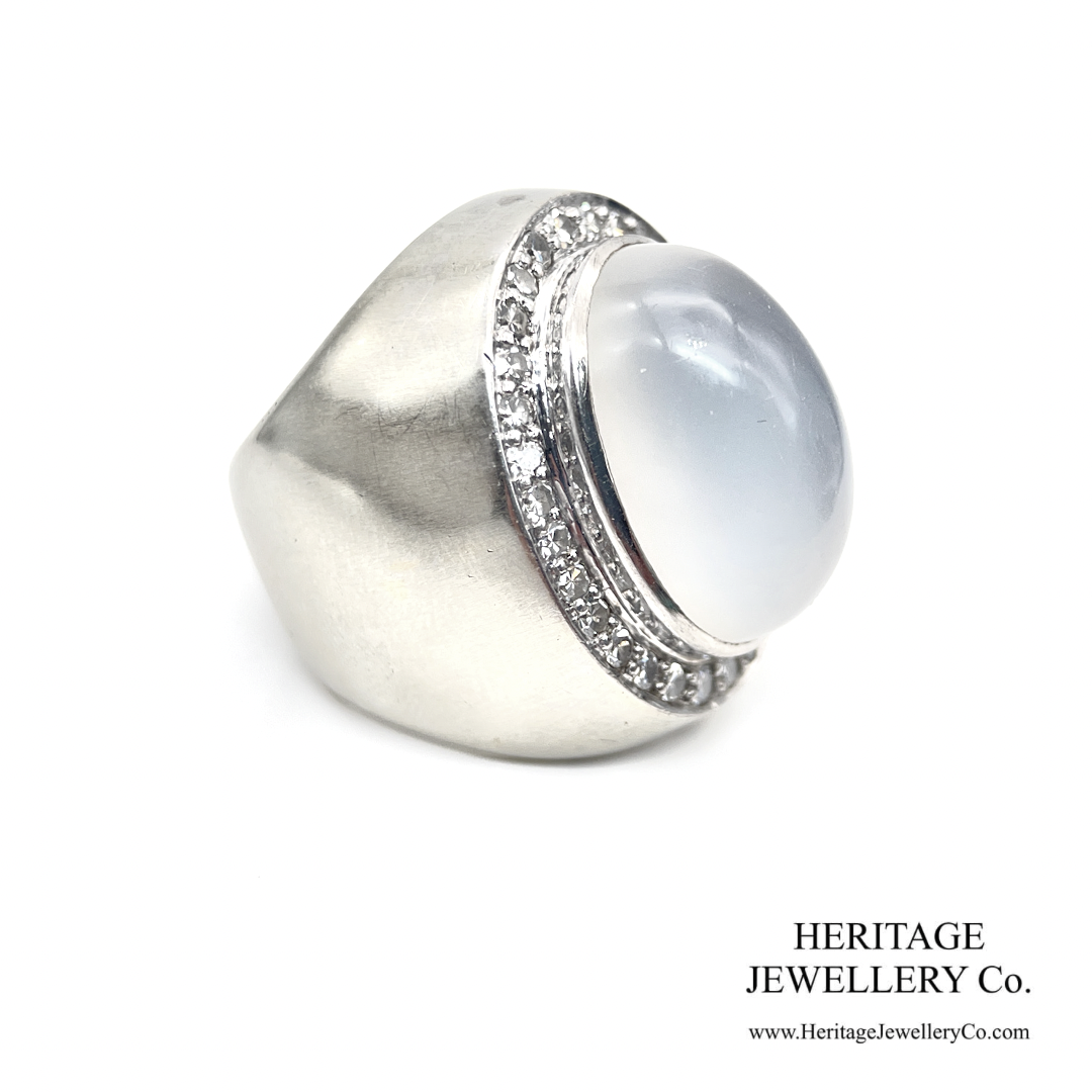 Vintage Moonstone & Diamond Statement Ring