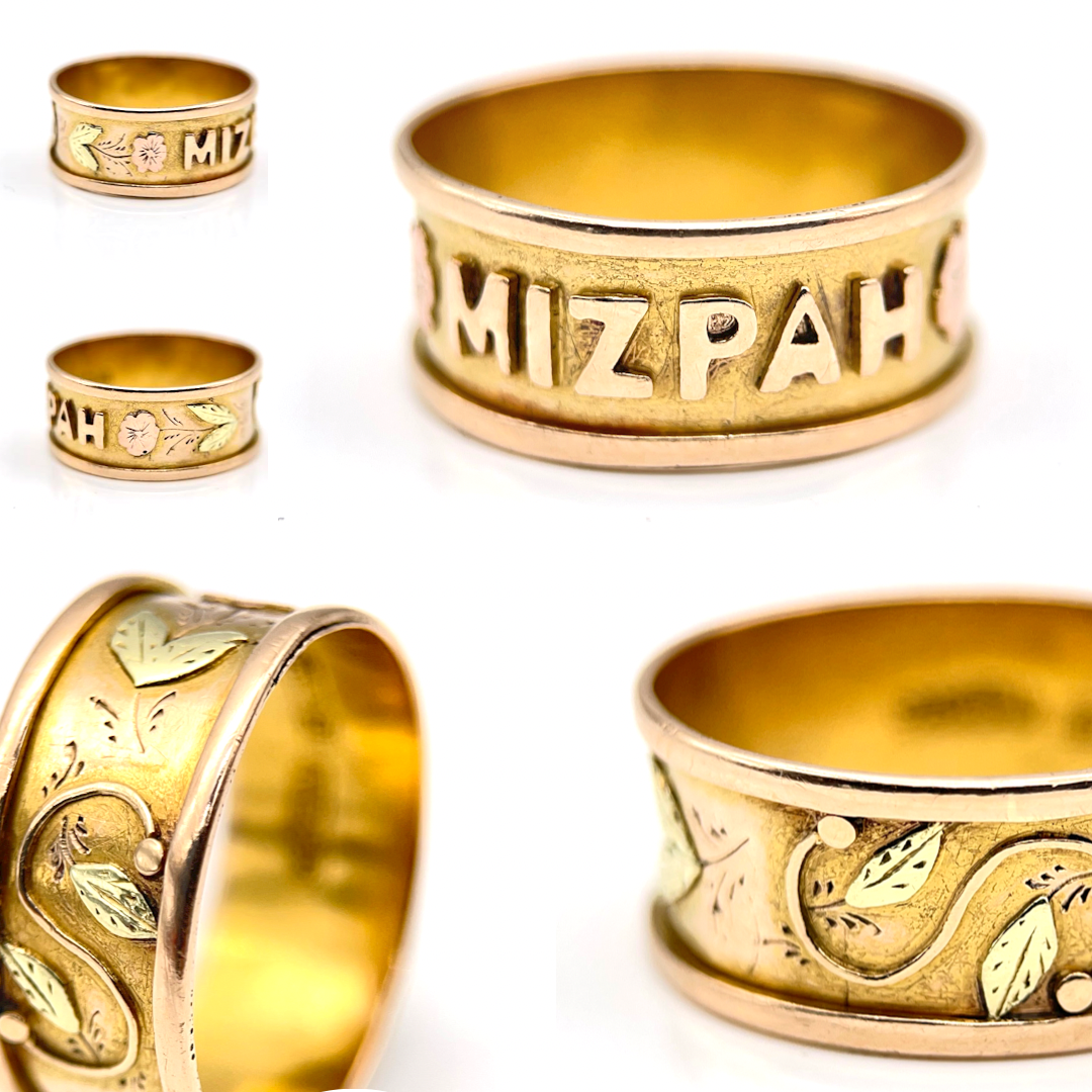 Rare Antique Victorian 3-Colour Mizpah Band