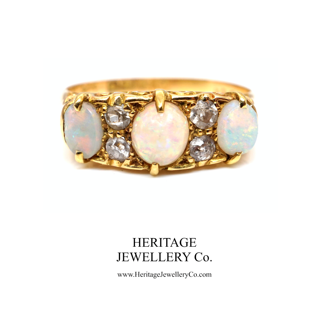 Edwardian Opal Ring with Diamond Accents (c.1906)