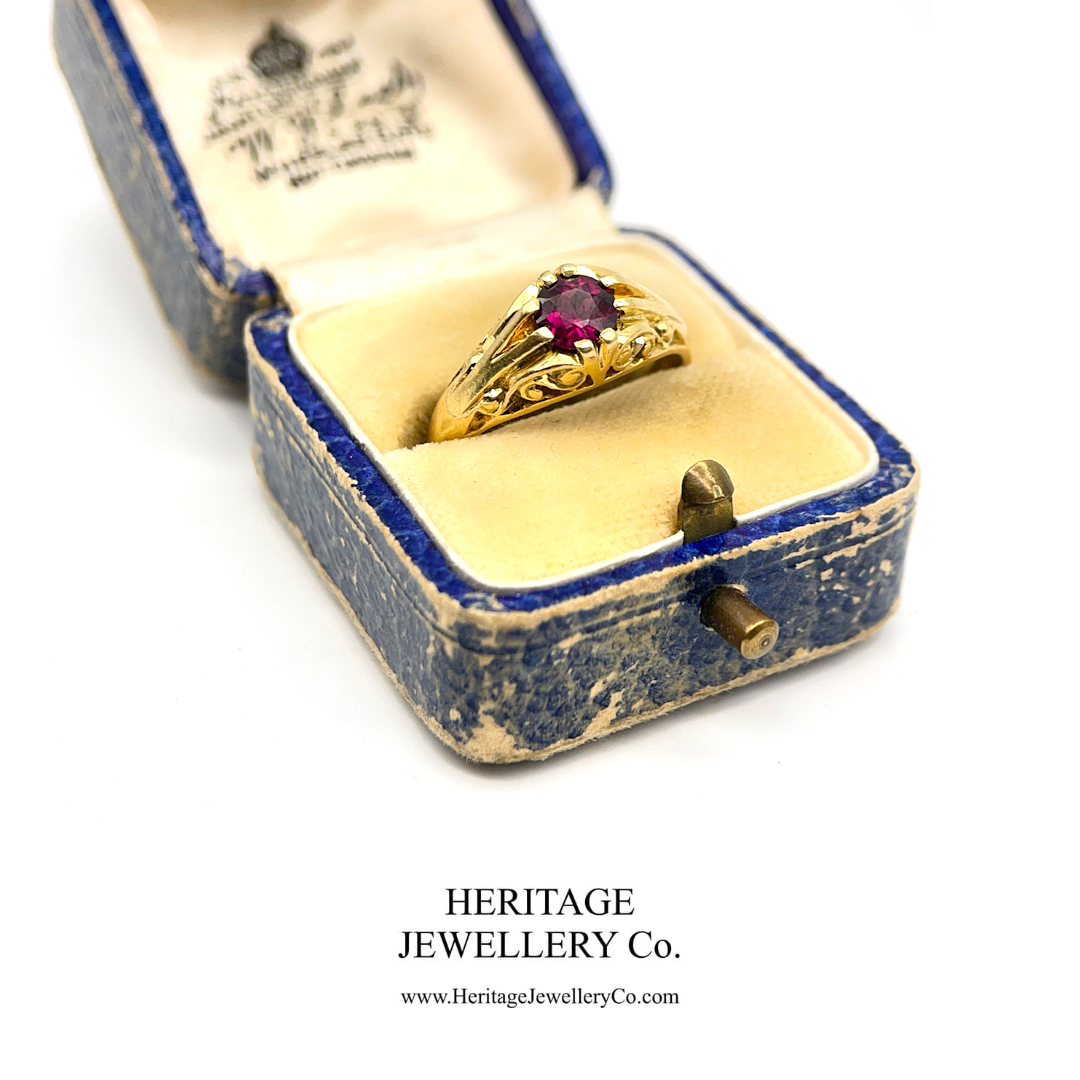 Antique Ruby Solitaire Gypsy Ring