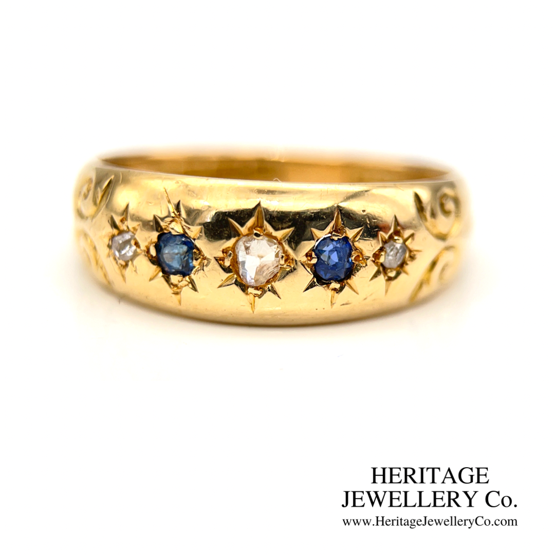 Edwardian Sapphire and Diamond Gypsy Ring (c.1904)