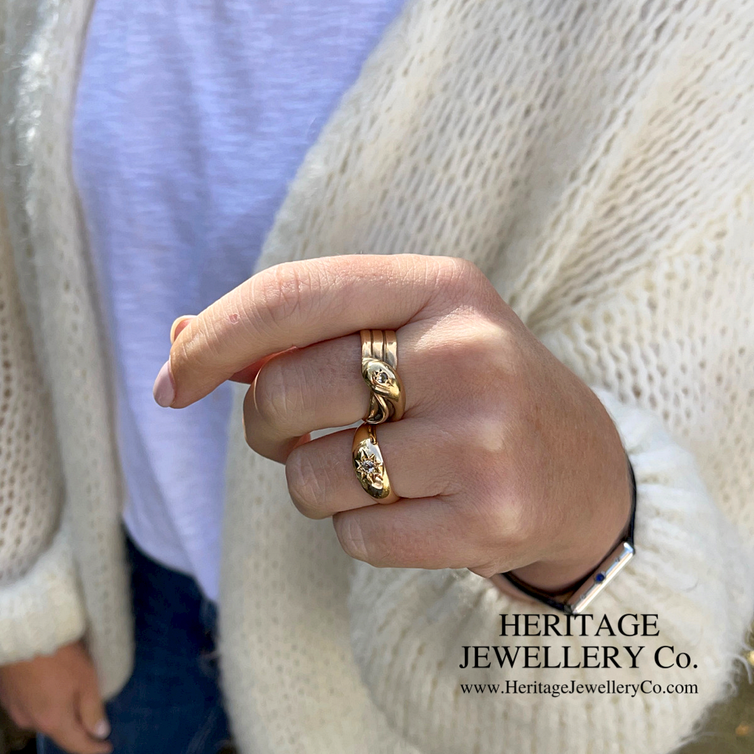 Gold and Diamond Snake Ring