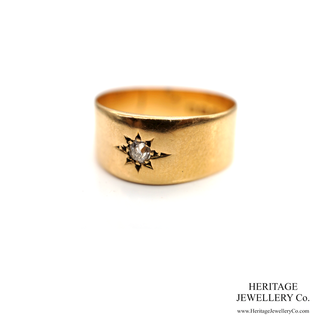 Antique Wide Diamond Gypsy Ring (c.1915; 18ct Gold)