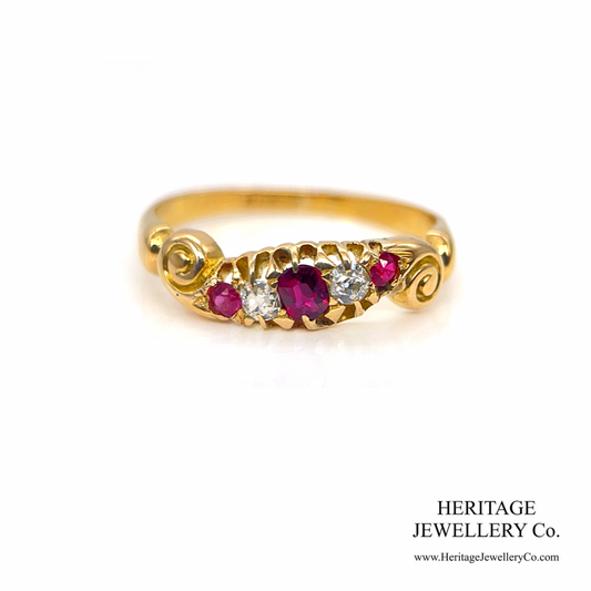 Antique Ruby & Diamond 5-Stone Ring (18ct gold)