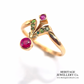 Art Nouveau Red and Green Garnet Ring