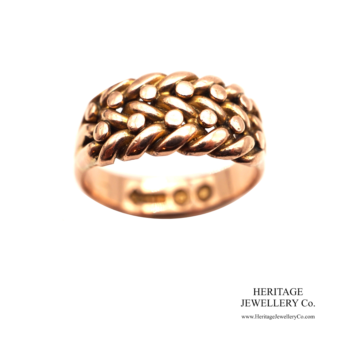 Victorian Rose Gold Keeper Wide Band (9ct Gold; c. 1899)