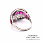 French Pink Sapphire & Diamond Bombe Ring