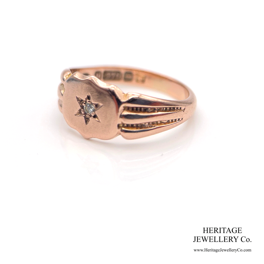 Antique Diamond Signet Ring (9ct gold; c.1918)