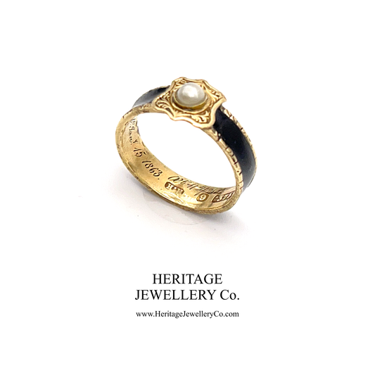 Antique Victorian Mourning Ring (c. 1863; 9ct gold)