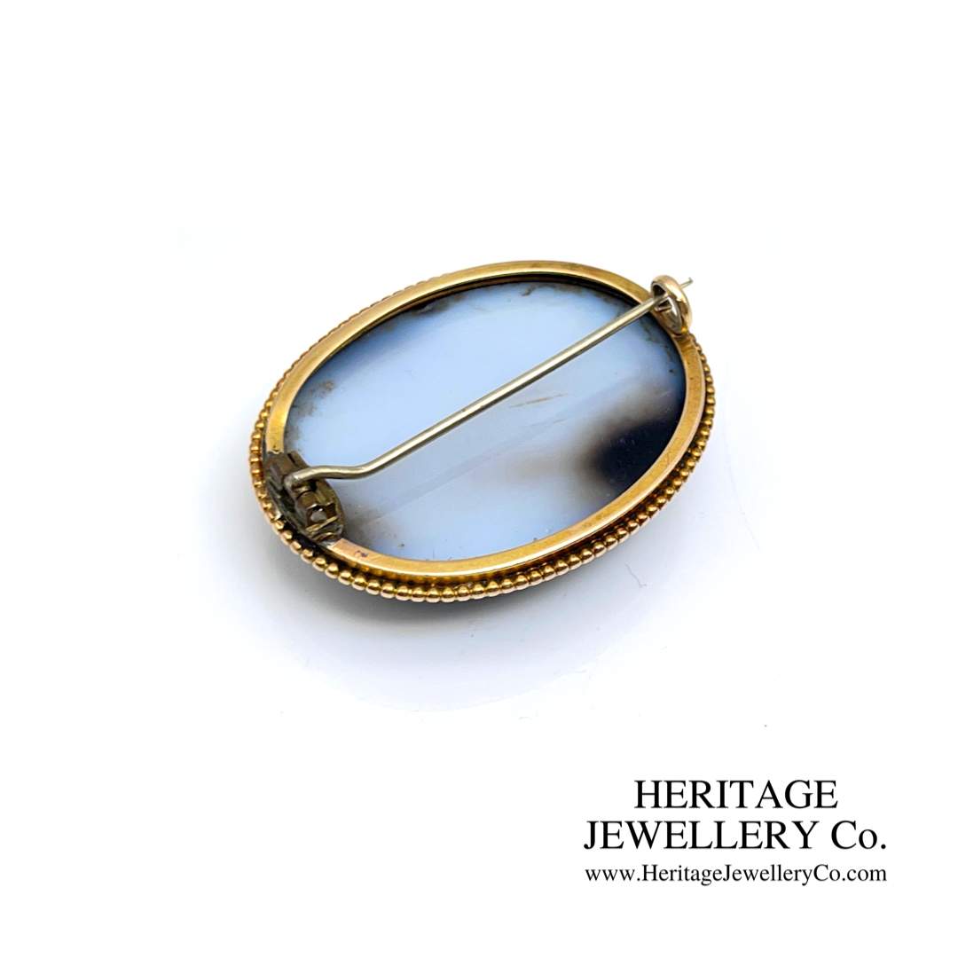 Victorian Banded Agate Brooch with Gold Mount