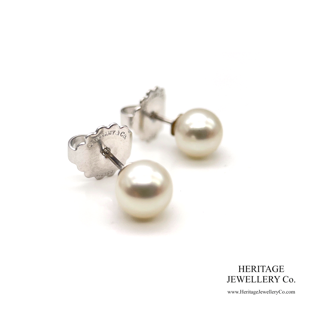 Tiffany Signature Pearl Ear Studs (18ct White Gold)