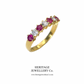 Ruby and Diamond Half Eternity Band Ring