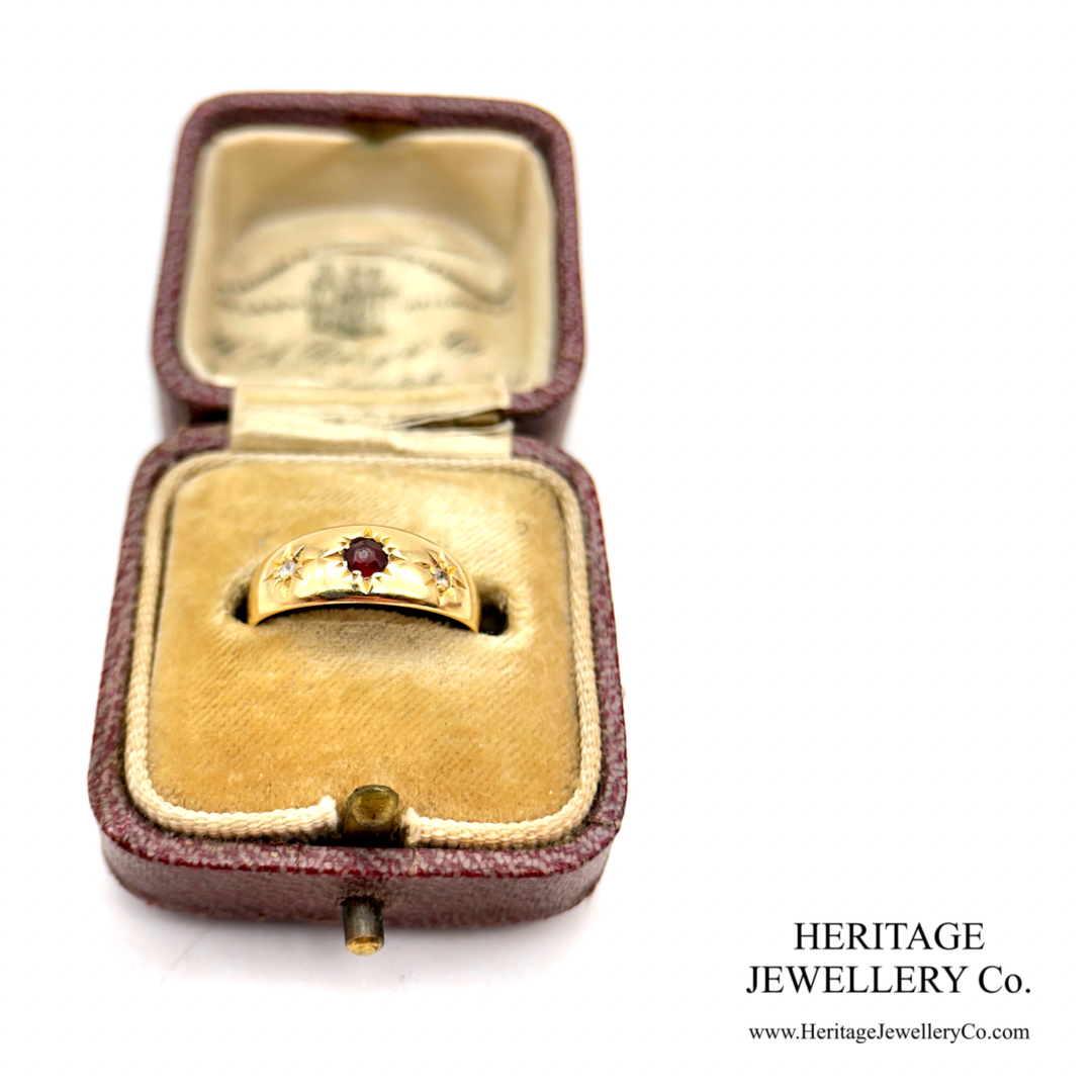 Antique Garnet and Diamond Gypsy Ring (c. 1919)