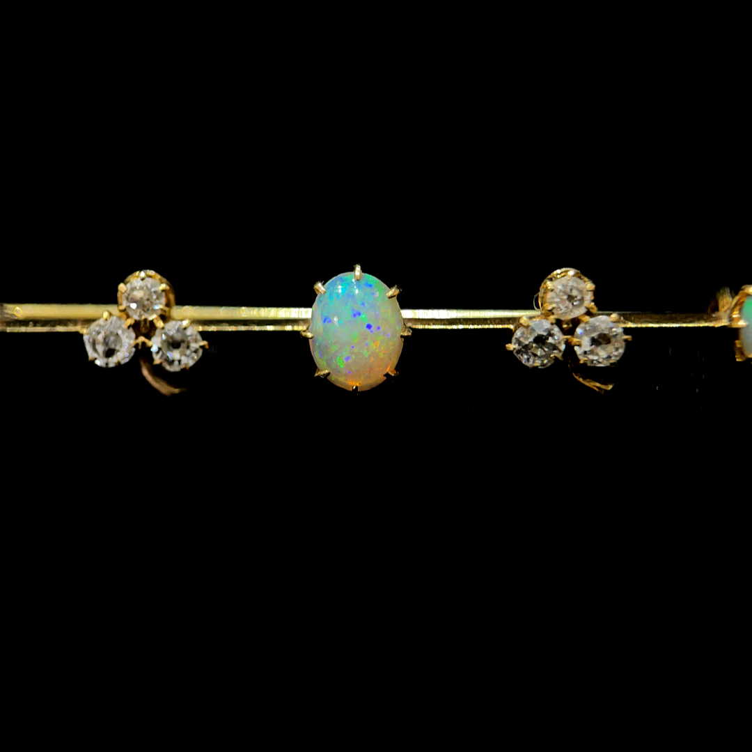 Edwardian Opal & Diamond Bar Brooch
