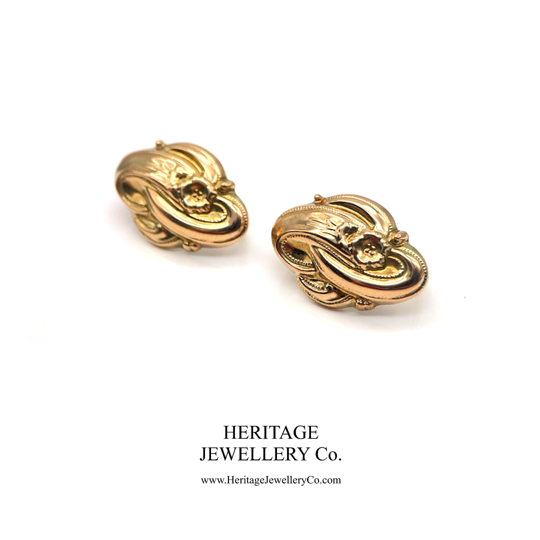 Antique Gold Floral Swirl Earrings