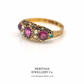 Victorian Garnet, Emerald & Pearl Ring (15ct gold; c.1876)