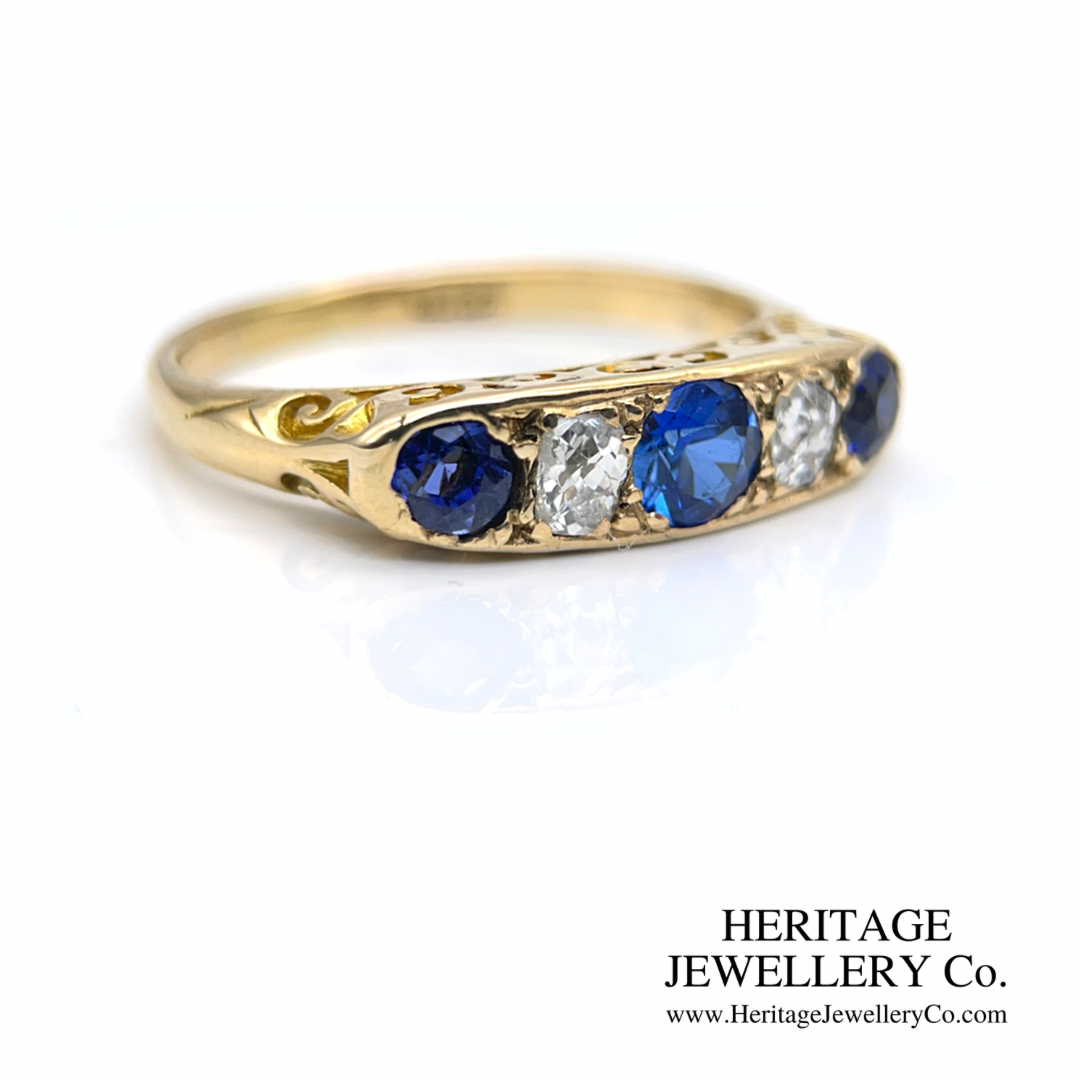 Antique Sapphire and Diamond 5-Stone Ring