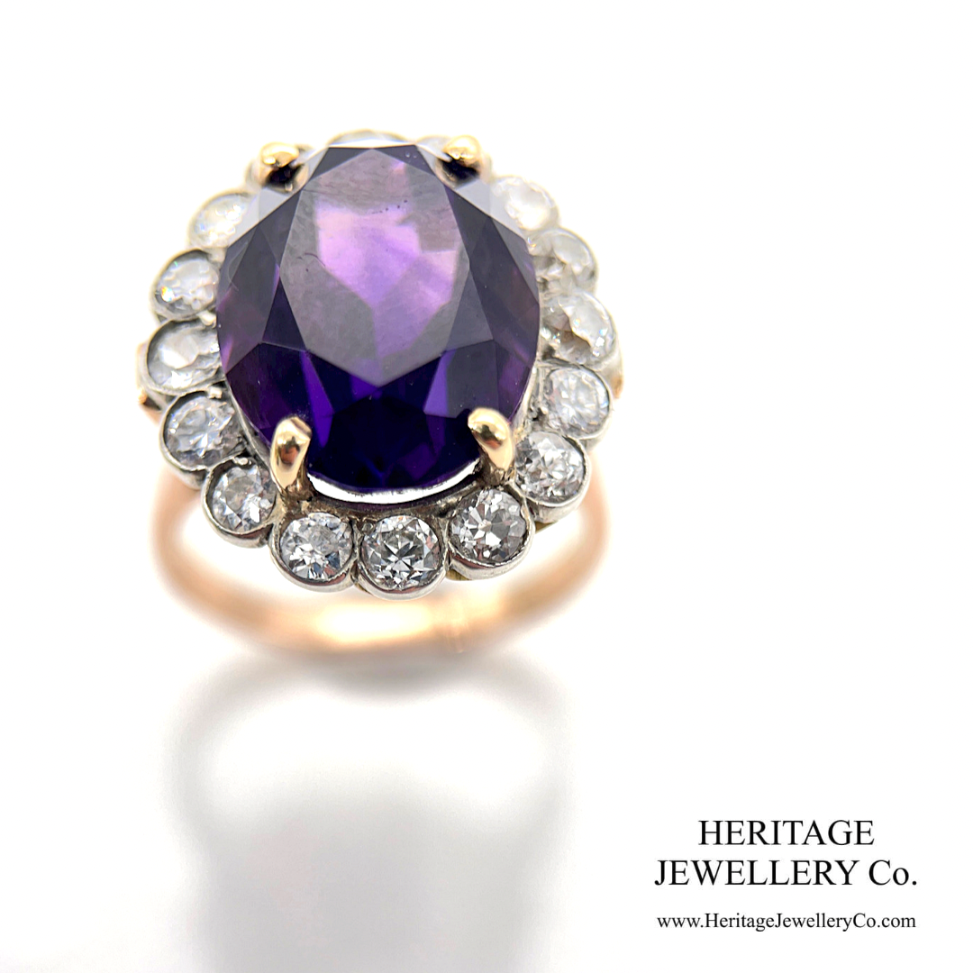 Amethyst and Diamond Cluster Ring (18ct gold)