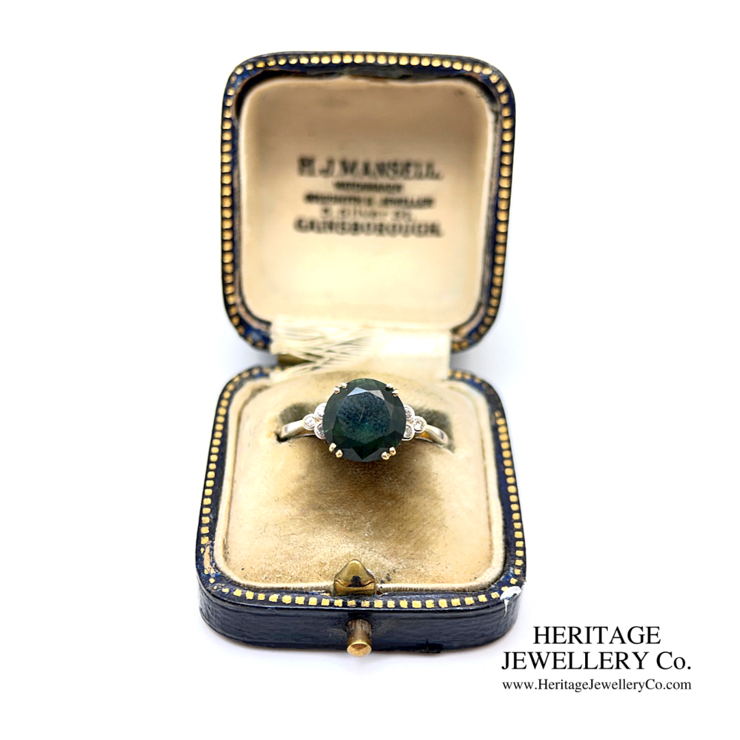 Green Sapphire and Diamond Ring
